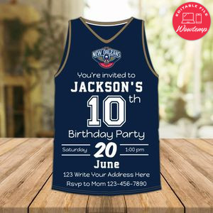 New Orleans Pelicans Jersey Birthday Invitation Instant Download