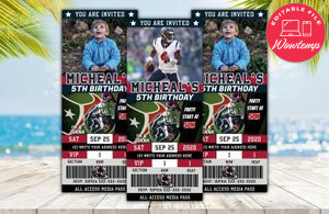 Editable Houston Texans Birthday Ticket Invite Instant Download