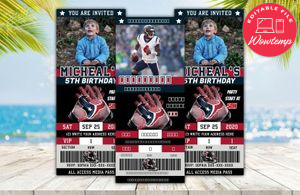 Houston Texans Ticket Birthday Editable Templates Instant Download