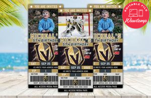 Editable Vegas Golden Knights Birthday Ticket Invitation Instant Download