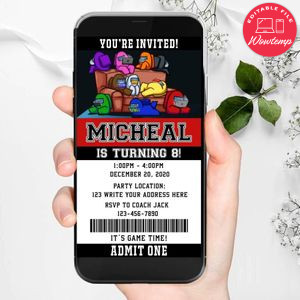 Electronic Among Us Electronic Invite Birthday Invitation Instant Download