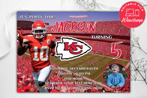 Kansas City Chiefs Tyreek Hil Birthday Invitation Template to Print at Home Instant Download