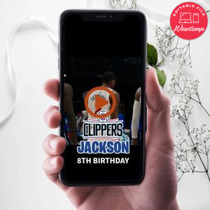 LA Clippers Birthday Video Invitation Digital Template Customizable Instant Download