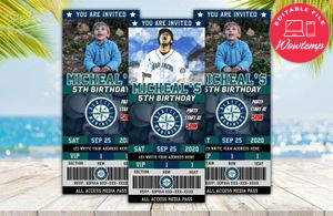 Editable Seattle Mariners Birthday Ticket Invite Instant Download