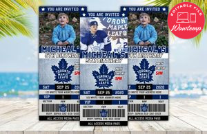 Editable Toronto Maple Leafs Birthday Ticket Party Invitation Instant Download