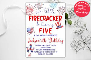 Printable 4th of July Birthday Party Invitation Instant Download
