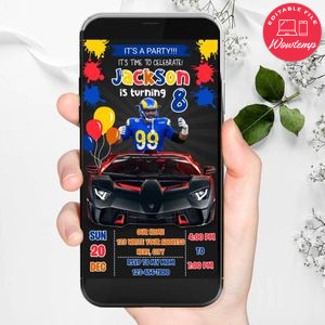 Mobile Aaron Donald Los Angeles Rams Drive By Birthday Parade Electronic Invite Invitation Template Instant Download