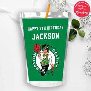 Boston Celtics Birthday Capri Sun Juice Label Instant Download