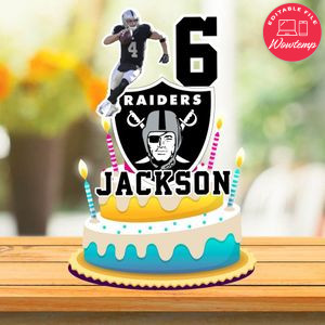 Printable Derek Carr Las Vegas Raiders Birthday Cake Topper Template Instant Download