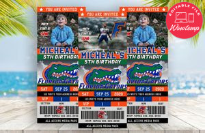 Editable Florida Gators Football Birthday Ticket Invitations Instant Download