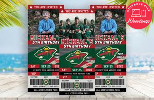 Minnesota Wild Ticket Birthday Editable Template Instant Download