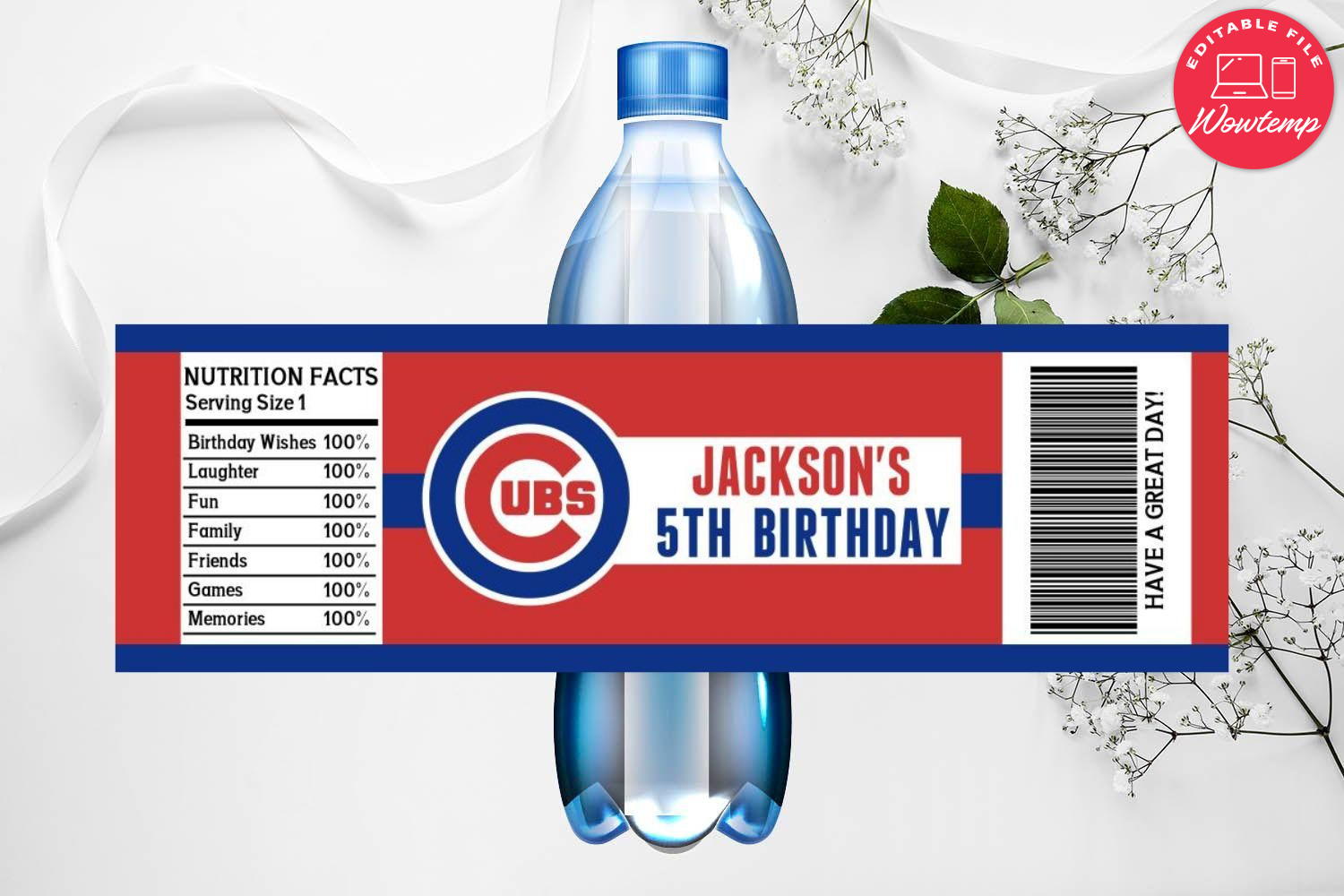 Printable Chicago Cubs Water Bottle Labels Instant Download | Wowtemp