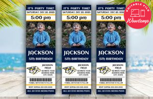 Printable Nashville Predators Birthday Ticket With Photo Invitation Instant Download