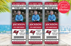 Tampa Bay Buccaneers Birthday Ticket With Photo Invitation Instant Download