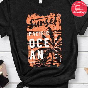 Sunset Pacific Ocean California With Sunset Palm Tree Shirt