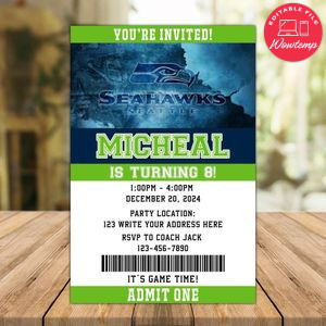Seattle Seahawks Birthday Invitation Instant Download
