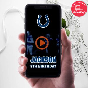 Indianapolis Colts Birthday Video Invitation Digital Template Customizable Instant Download 1
