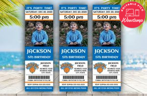 Printable New York Knicks Birthday Ticket With Photo Invitation Instant Download