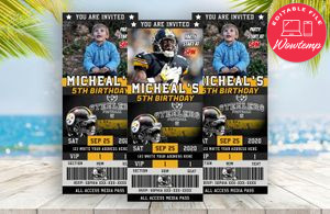 Editable Pittsburgh Steelers Birthday Ticket Invites Instant Download