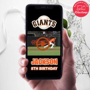 San Francisco Giants Birthday Video Invitation Digital Template Customizable Instant Download