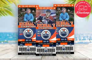 Editable Edmonton Oilers Birthday Ticket Invitations Instant Download
