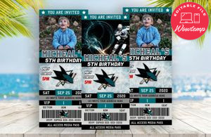 Editable San Jose Sharks Birthday Ticket Invitation Instant Download
