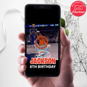 Oklahoma City Thunder Birthday Video Invitation Digital Template Customizable Instant Download