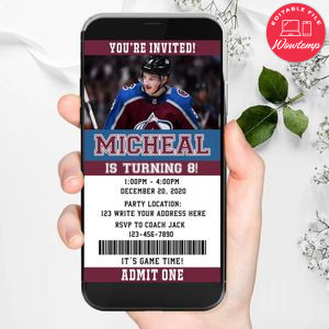 Electronic Colorado Avalanche Ticket Electronic Invite Birthday Invites Instant Download
