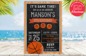 Editable Basketball Birthday Invitation Instant Download