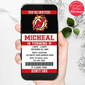 Electronic New Jersey Devils Birthday Invitation Instant Download