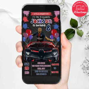 Mobile Kylian Mbappé Paris Saint Germain Drive By Birthday Parade Electronic Invite Invitation Template Instant Download