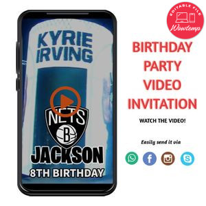 Kyrie Irving Birthday Video Invitation Digital Template Customizable Instant Download