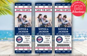 Minnesota Twins  Save The Date Wedding Engagement Announcement Ticket Invitation Instant Download