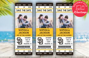 Editable San Diego Padres Save The Date Wedding Engagement Announcement Ticket Invitation Instant Download