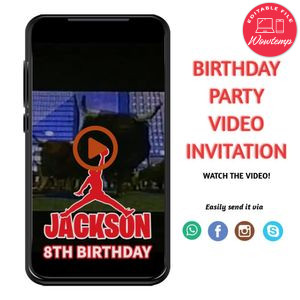 Michael Jordan Birthday Video Invitation Digital Template Customizable Instant Download