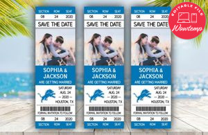  Detroit Lions Save The Date Wedding Engagement Announcement Ticket Invitation Instant Download
