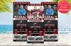 Editable South Carolina Gamecocks Birthday Ticket Invitation Instant Download