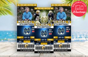 Notre Dame Fighting Irish Ticket Birthday Editable Templates Instant Download