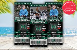 Hawaii Rainbow Warriors Ticket Birthday Editable Templates Instant Download