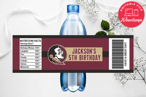 Printable Florida State Seminoles Water Bottle Labels Instant Download