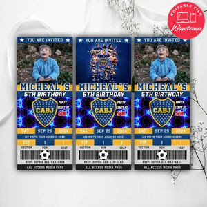 Boca Juniors Birthday Ticket Invitation Instant Download