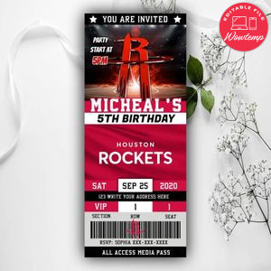 Printable Westbrook Houston Rockets Birthday Invitation Instant Download