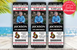 Ottawa Senators Birthday Ticket With Photo Invitation Instant Download