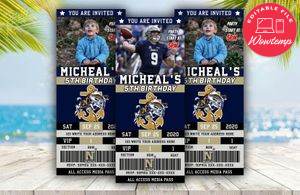 Editable Navy Midshipmen Birthday Ticket Invitations Instant Download