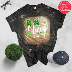Love Stethoscope RN Nurse Shamrock St Patricks Day Bleached Shirt