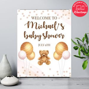 Teddy Bear Baby Shower Welcome Sign Printable Instant Download