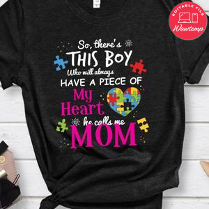 Autism Mom Shirt Piece Of My Heart Awareness PNG file template