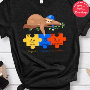 Otter sloth Support Educate Advocate Autism Awareness Classic Unisex Shirt