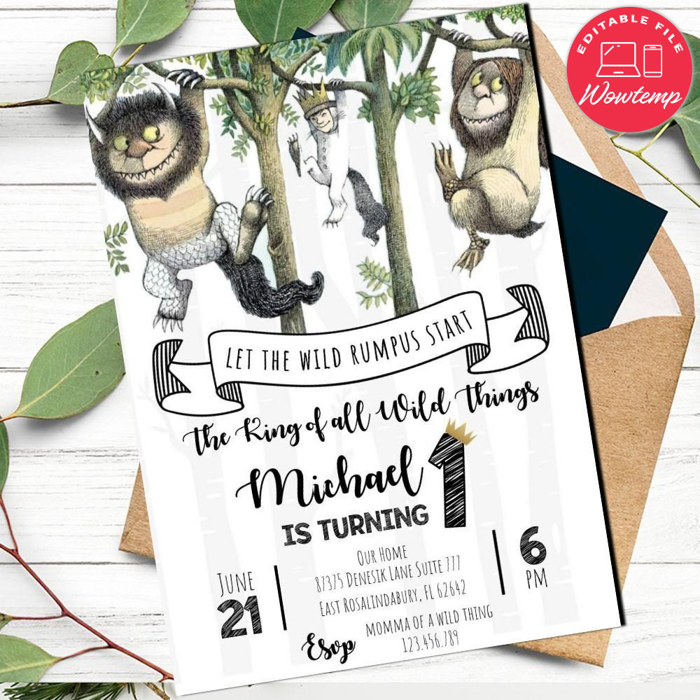 Where The Wild Things Are Birthday Flyer Printable Instant Download