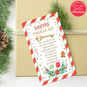 Santa's Magical Key Tag Custom Template Instant Download